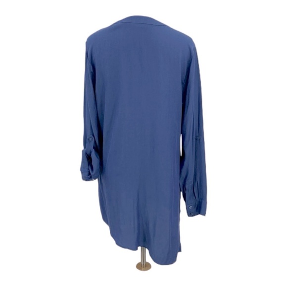 Soft Surroundings In the Study Blue Asymmetrical Pullover Lightweight Henley - Picture 9 of 12